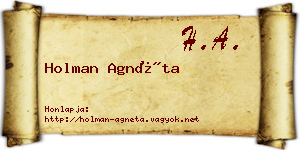 Holman Agnéta névjegykártya
